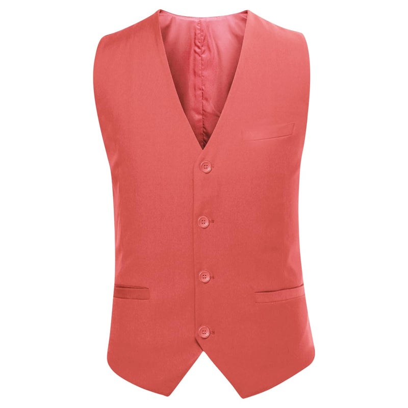 YFFUSHI Men's 3 Piece Suit Sets Slim Fit One Button Blazer with Vest & Pants, Professional Business Wedding Suits Pink - Image 4